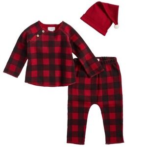 Mud Pie Buffalo Check Santa 3Pc Set